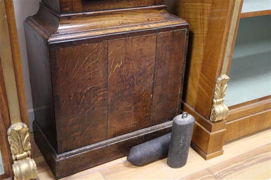 An 18th century oak 8 day longcase clock, with moonphase dial by John Smith, Chester H.approx. 225cm